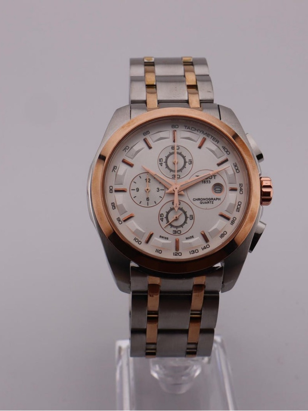 NEW Tissot 1853 Couturier Tachymeter Rose Gold & Silver Chronograph Watch In Box - Picture 6 of 11